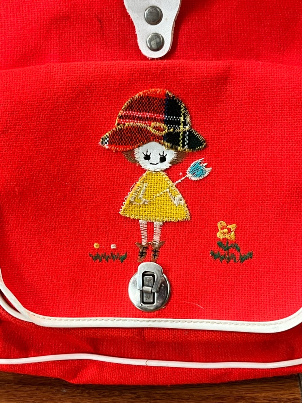 Embroidered children’s canvas backpack kawaii folk style vintage - Picture 9 of 12
